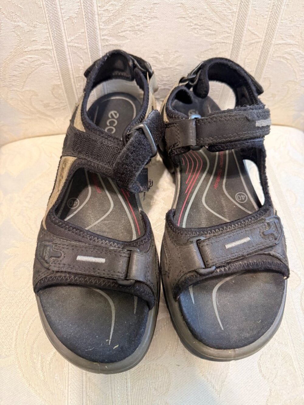 ECCO Sandals Offroad Yucatan Black Tan Hiking Sports Womans 9